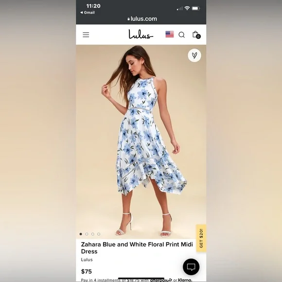 Lulus Dresses Lulus Zaharia Blue And White Floral Print Midi